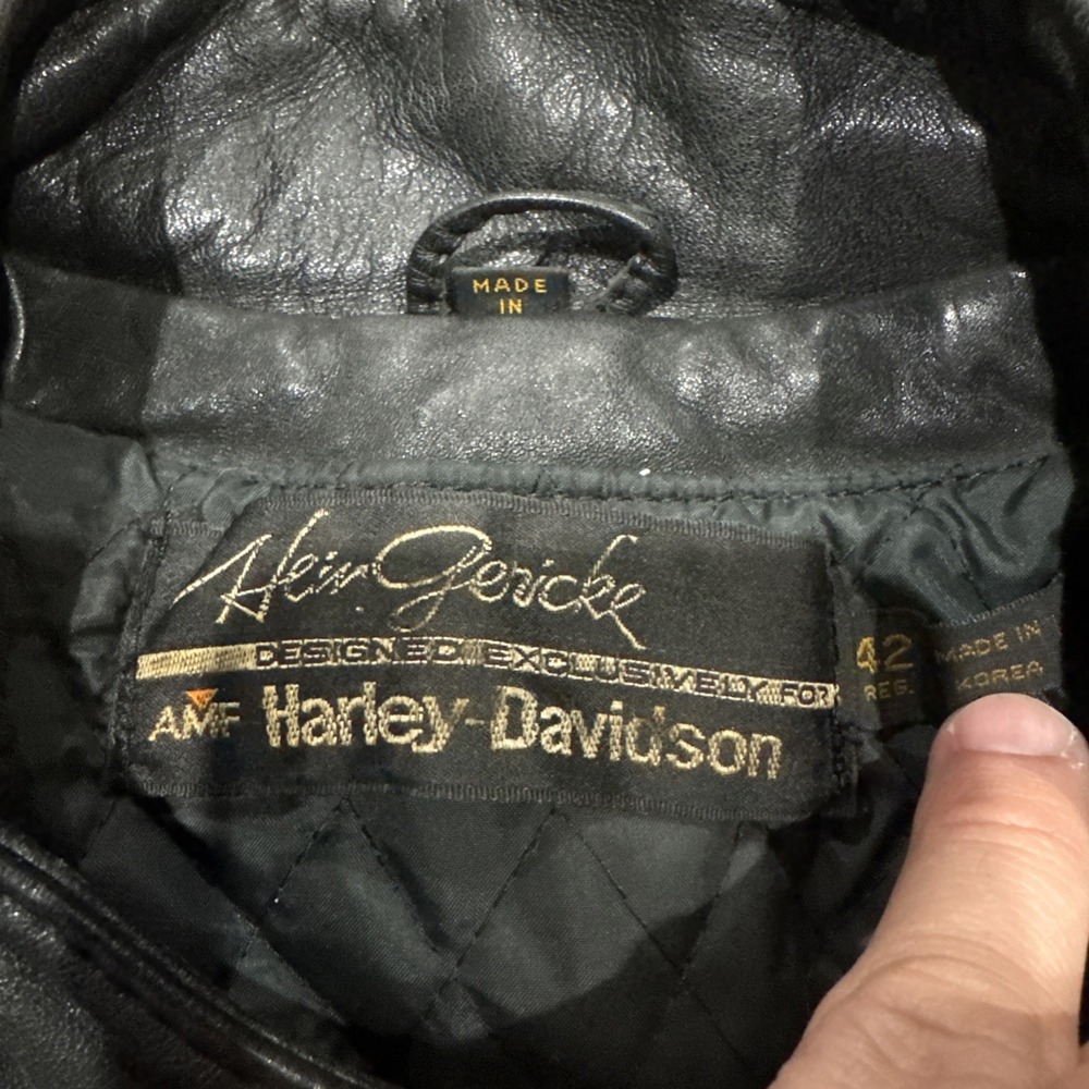 Harley Davidson x Hein Gericke AMF Black Leather Jacket Motorcycle Biker Sz 42 - Picture 4 of 5